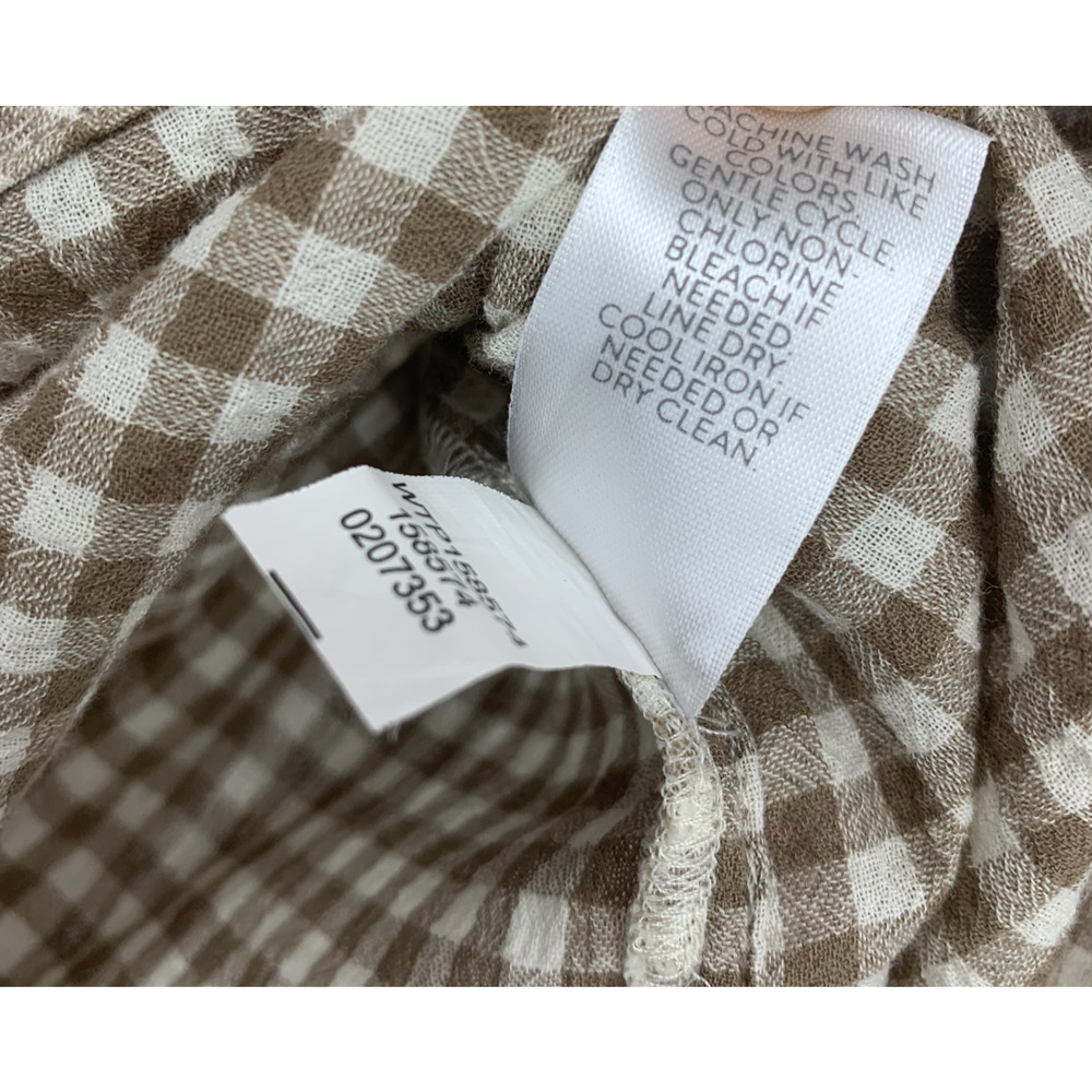 J. Jill Plus Sz 1X Tan Gingham Button Front Top Blouse Tunic Cotton Boyfriend - Picture 5 of 7